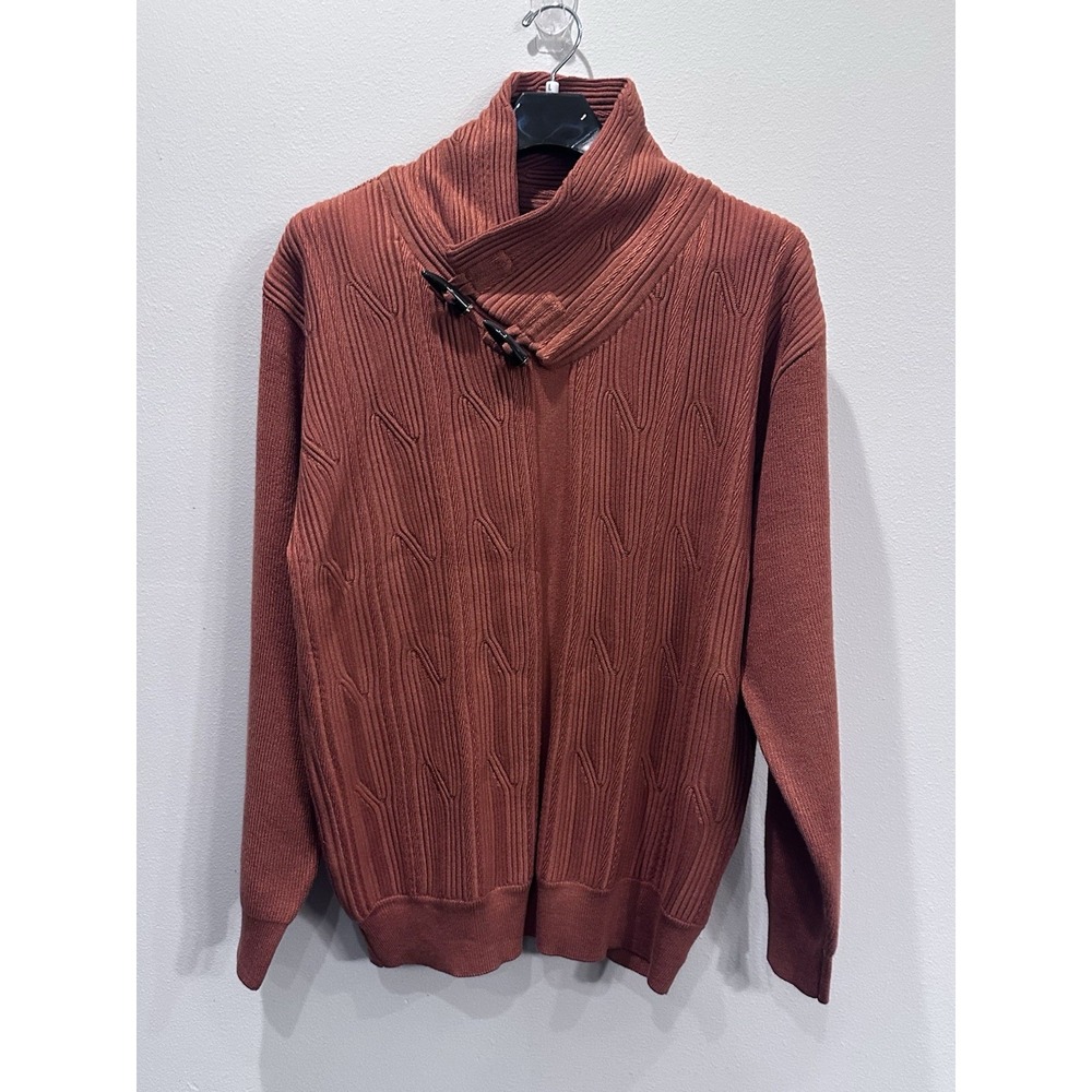 Michael Irvin 88 New Mens Sweater Size XL Rust / Orange Knit Front Long‎ Sleeve